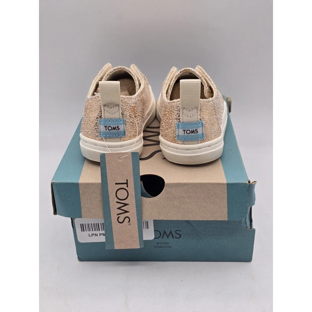 NIB TOMS Tiny Cordones Cupsole Shoes - Color‎ Gold Crackle Foil - Size 5 Toddler